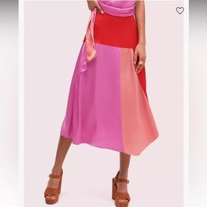 Kate spade color block fluid silk skirt